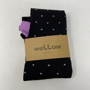 Wellow Bamboo Compression Socks L XL Black Purple Dots Knee Length 18-25 mmHg